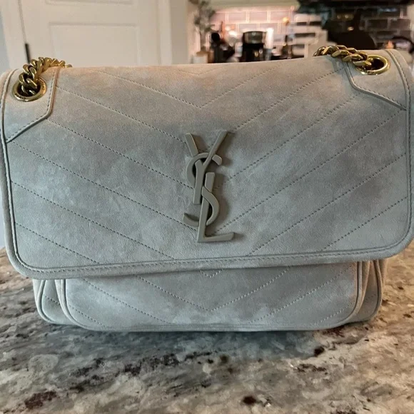 NWT!!! YSL Niki Medium Chain Bag in Sand Suede - Picture 5 of 10